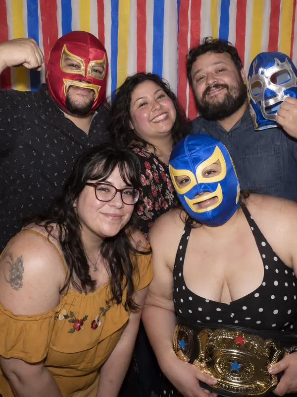 Lucha libre party photobooth Los Angeles - wrestling masks and championship belt