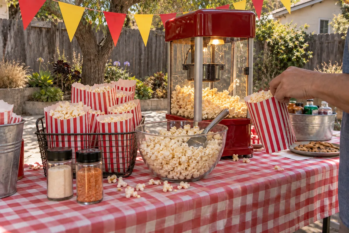 Popcorn machine station at a Los Angeles party